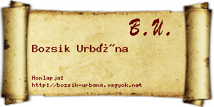 Bozsik Urbána névjegykártya
